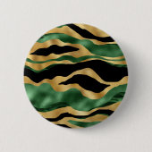 Green Gold Black Glitzer Waves Button (Vorderseite)
