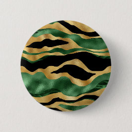 Green Gold Black Glitzer Waves Button