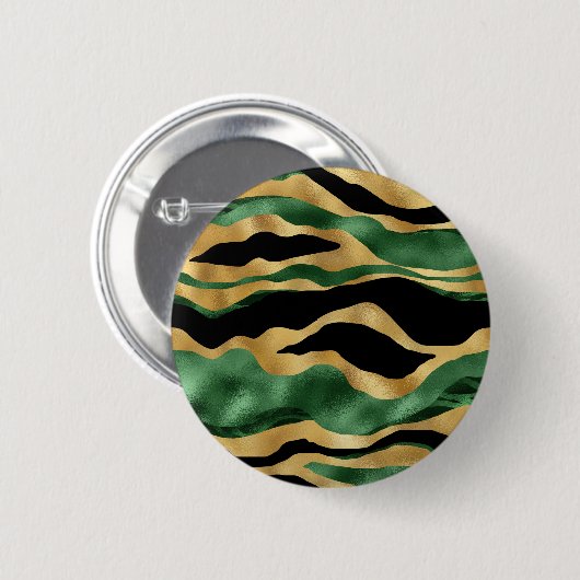 Green Gold Black Glitzer Waves Button (Vorne & Hinten)