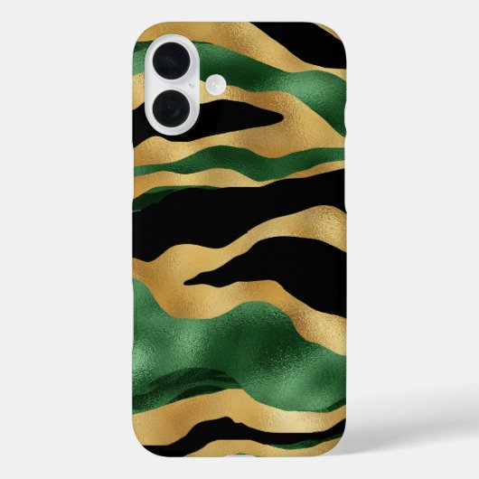 Green Gold Black Glitzer Waves Case-Mate iPhone Hülle (Rückseite)