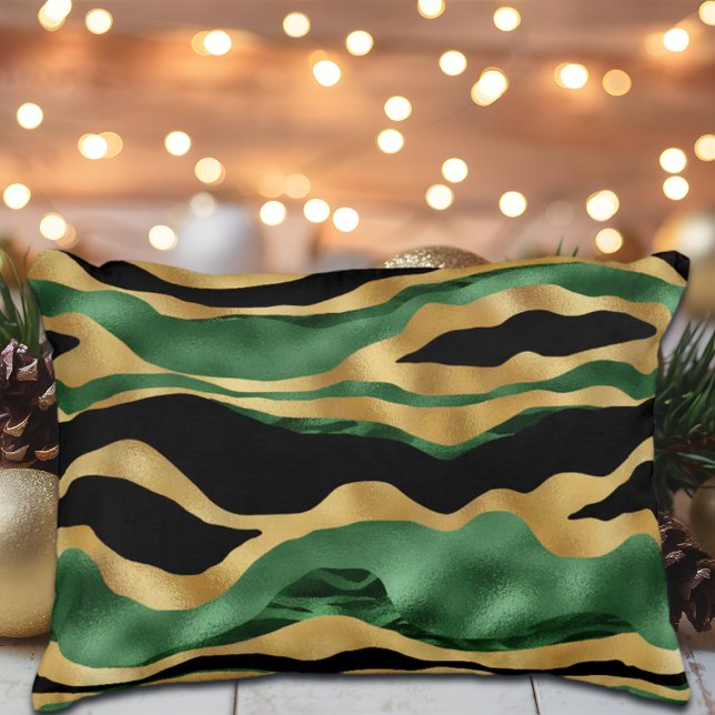 Green Gold Black Glitzer Waves Dekokissen (Von Creator hochgeladen)