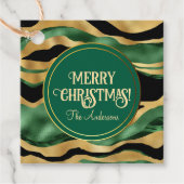 Green Gold Black Glitzer Waves Geschenkanhänger (Vorderseite)