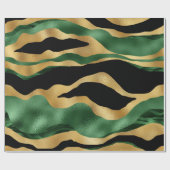 Green Gold Black Glitzer Waves Geschenkpapier (Flach)