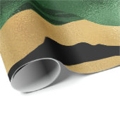 Green Gold Black Glitzer Waves Geschenkpapier (Rolleneckpunkt)