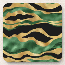 Green Gold Black Glitzer Waves Getränkeuntersetzer