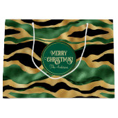 Green Gold Black Glitzer Waves Große Geschenktüte (Vorderseite)