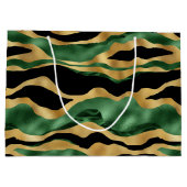 Green Gold Black Glitzer Waves Große Geschenktüte (Rückseite)
