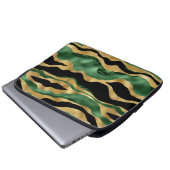 Green Gold Black Glitzer Waves Laptopschutzhülle (Vorne Knopf)