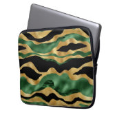 Green Gold Black Glitzer Waves Laptopschutzhülle (Vorderseite Links)