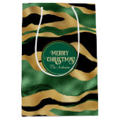 Green Gold Black Glitzer Waves Mittlere Geschenktüte (Vorderseite)