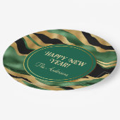 Green Gold Black Glitzer Waves Pappteller (Schrägansicht)