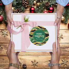 Green Gold Black Glitzer Waves Runder Aufkleber