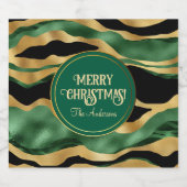 Green Gold Black Glitzer Waves Schaumweinetikett (Einzelnes Label)