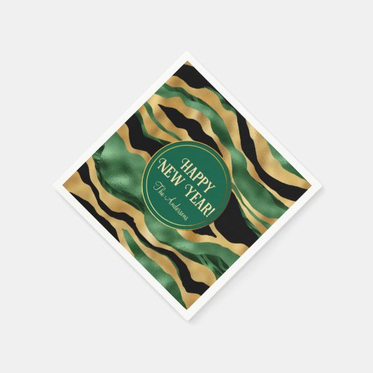 Green Gold Black Glitzer Waves Serviette (Ecke)