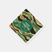 Green Gold Black Glitzer Waves Serviette (Ecke)
