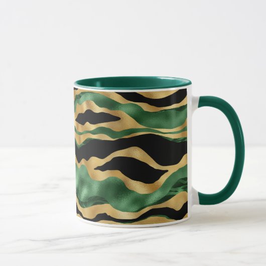 Green Gold Black Glitzer Waves Tasse (Rechts)