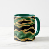 Green Gold Black Glitzer Waves Tasse (VorderseiteRechts)