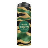 Green Gold Black Glitzer Waves Thermosbecher (Vorderseite)