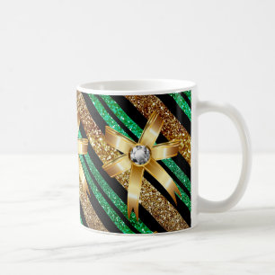 Green Gold & Black Imitats Glitzer Gold Diamond Bo Kaffeetasse