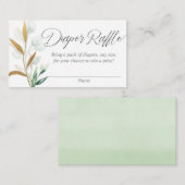 Green gold Blätter Baby Dusche Windel Gewinnkarten Begleitkarte (Vorne/Hinten)