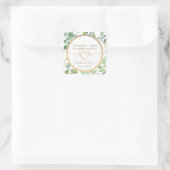 Green Gold Blätter Botanische Hochzeit Vielen Dank Quadratischer Aufkleber (Tasche)