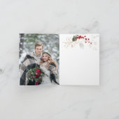 Green Gold Blätter Red Berry Wedding Dankeschön Ca Dankeskarte (Innenseite)