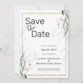 Green-Gold-Blätter Save the Date (Vorderseite)
