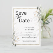 Green-Gold-Blätter Save the Date (Stehend Vorderseite)