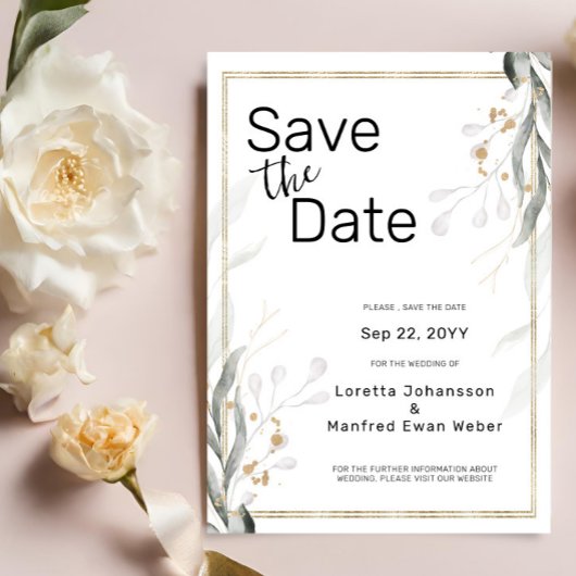 Green-Gold-Blätter Save the Date