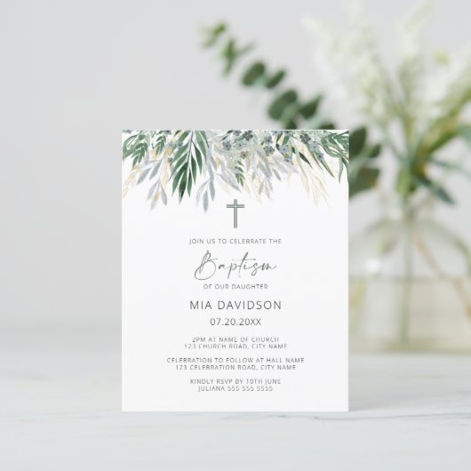 Green & Gold Blätter Taufe (Stehend Vorderseite)