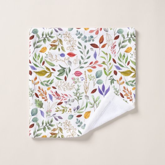 Green Gold Blue Blätter Badhandtuch Set (Waschlappen)