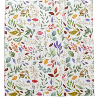 Green Gold Blue Blätter Duschvorhang