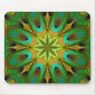 Green Gold Blume Star Mandala Mousepad