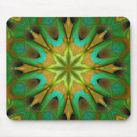 Green Gold Blume Star Mandala Mousepad (Vorne)