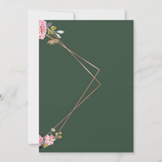 Green Gold Blush Pink Country Wedding Einladung (Rückseite)