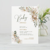 Green & Gold Boho Botanical Baby Sprinkle Einladung (Stehend Vorderseite)