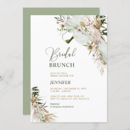 Green & Gold Boho Botanical Bridal Brunch Einladung