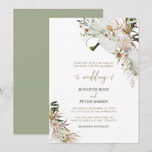 Green & Gold Boho Botanische Hochzeit im Herbst In Einladung