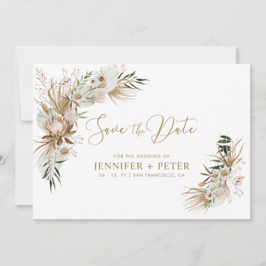 Green & Gold Boho Hochzeit speichern Sie die Datum Save The Date (Vorderseite)