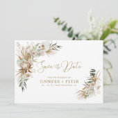 Green & Gold Boho Hochzeit speichern Sie die Datum Save The Date (Stehend Vorderseite)