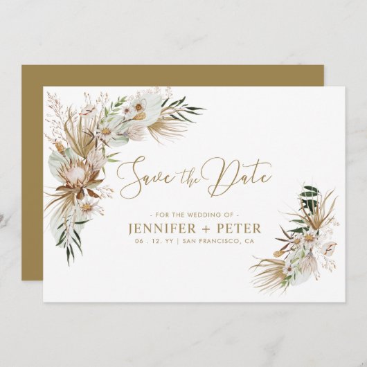 Green & Gold Boho Hochzeit speichern Sie die Datum Save The Date (Vorne/Hinten)