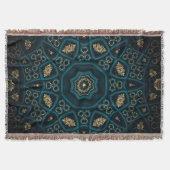 Green Gold Boho Rosette Mandala Decke (Vorderseite)