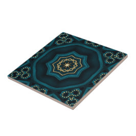 Green Gold Boho Rosette Mandala Fliese