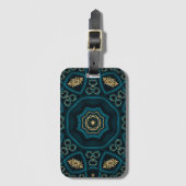 Green Gold Boho Rosette Mandala Gepäckanhänger (Vorderseite Vertikal)