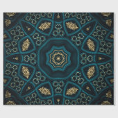 Green Gold Boho Rosette Mandala Geschenkpapier (Flach)
