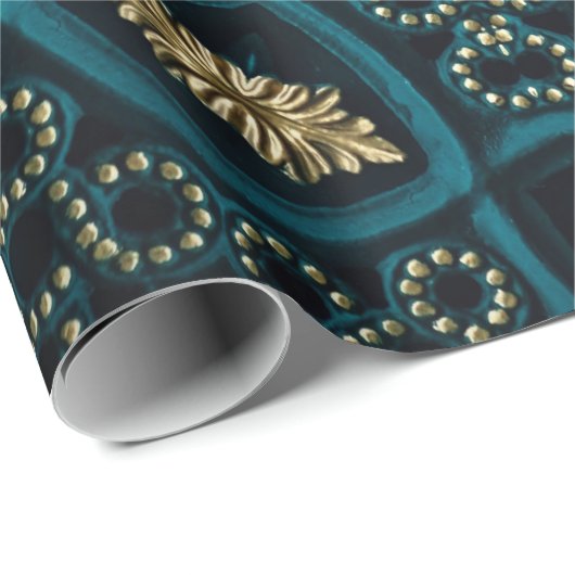 Green Gold Boho Rosette Mandala Geschenkpapier (Rolleneckpunkt)