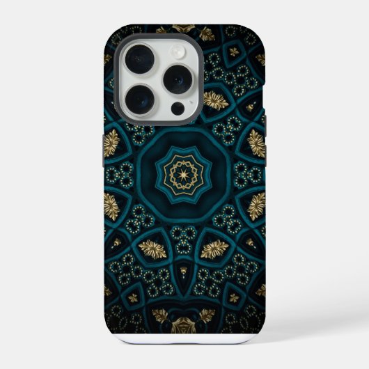 Green Gold Boho Rosette Mandala iPhone Hülle (Rückseite)