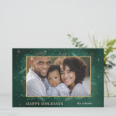 Green Gold Botanic Foto Holiday Card (Stehend Vorderseite)