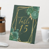 Green Gold Botanical Florals Wedding Tischnummer Sockelschild (In SItu)