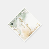 Green Gold Botanical Geometric Wedding Napkins Serviette (Ecke)